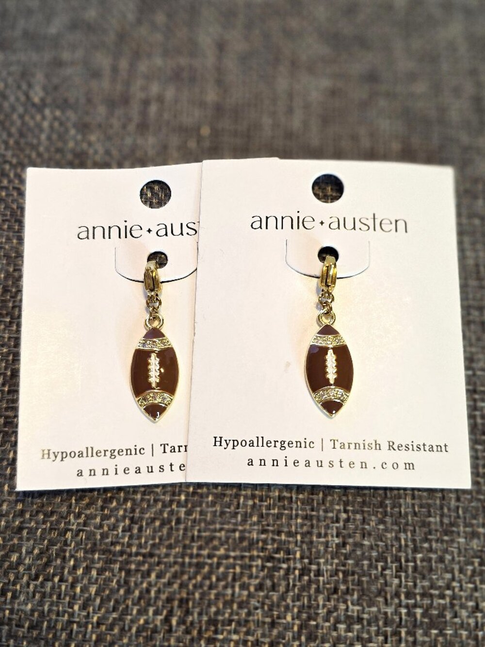 Annie + Austen Football Charms Set Gold Tone Sparkle Bag Zipper Game Day